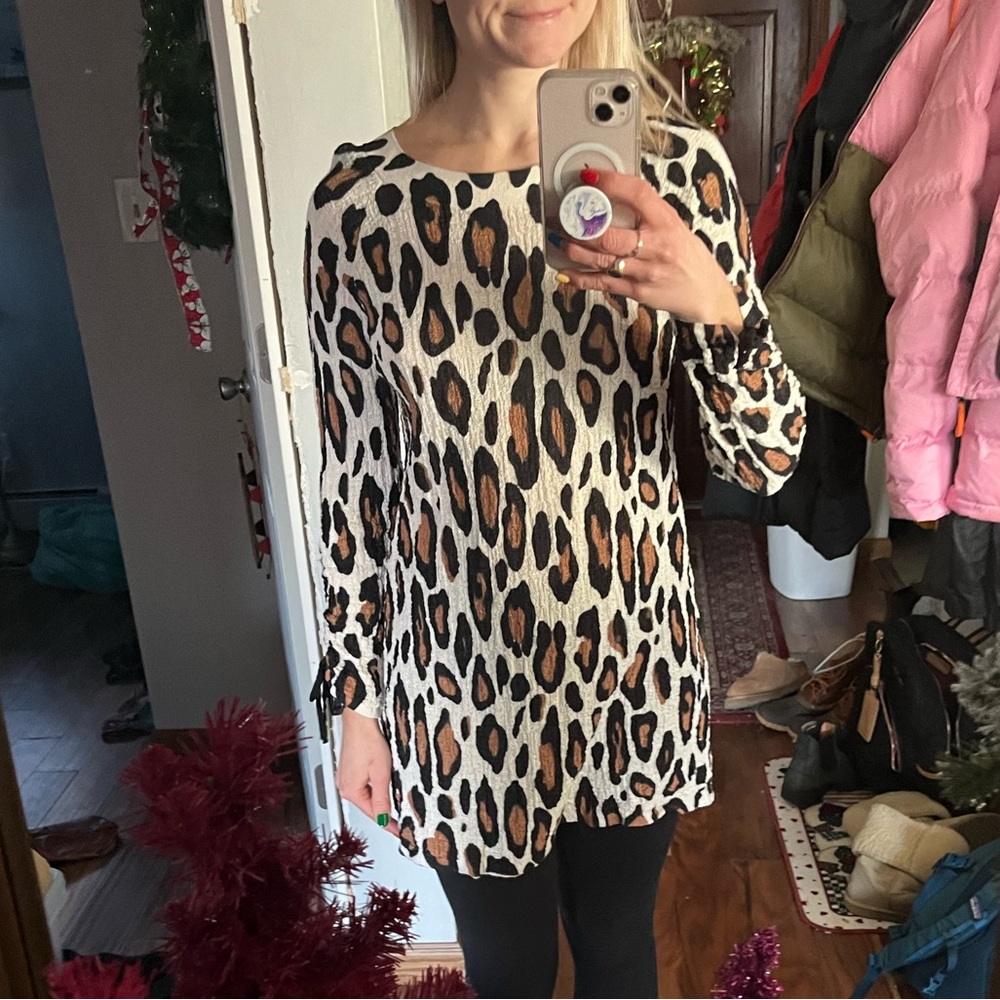 cheetah long sleeve dress